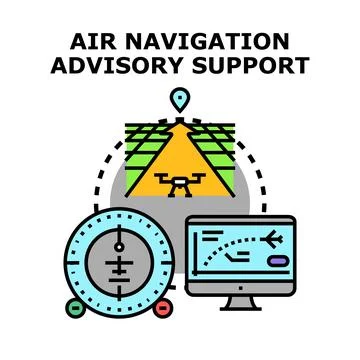 Air navigation advisory support for drone operations Stock Illustration