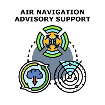 Air navigation advisory support vector concept Illustrazione stock