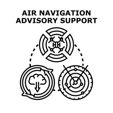 Air navigation advisory support vector concept Illustrazione stock