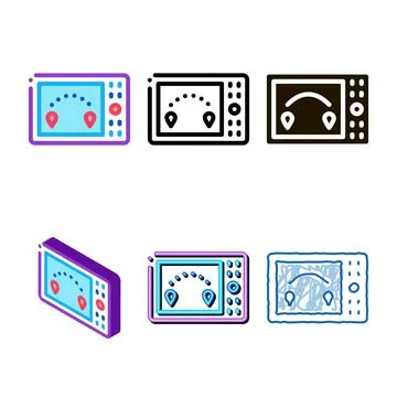 Air navigation electronic device icon set vector outline Stock Illustration