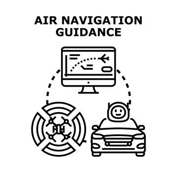 Air navigation guidance system navigating modern transportation Illustrazione stock