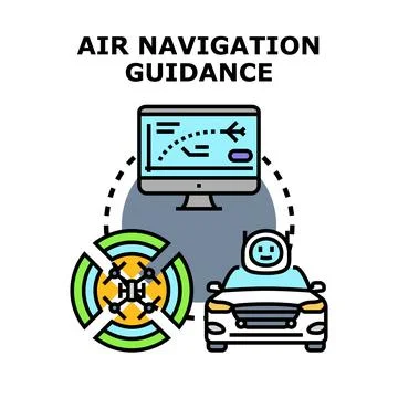Air navigation guidance system navigating modern transportation Stock Illustration