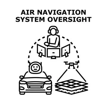 Air navigation system oversight and autonomous control Stock Illustration