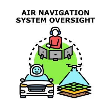 Air navigation system oversight and autonomous control Stock Illustration