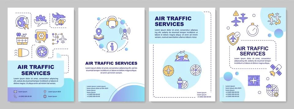 Air navigation technologies blue gradient brochure layout Stock Illustration
