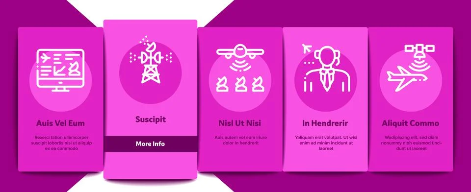 Air Navigation Tool Onboarding Elements Icons Set Vector Ilustración de archivo