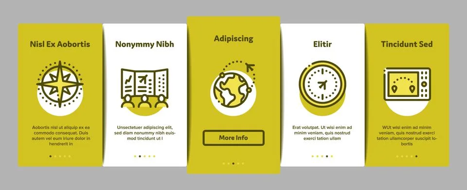 Air Navigation Tool Onboarding Elements Icons Set Vector Ilustración de archivo