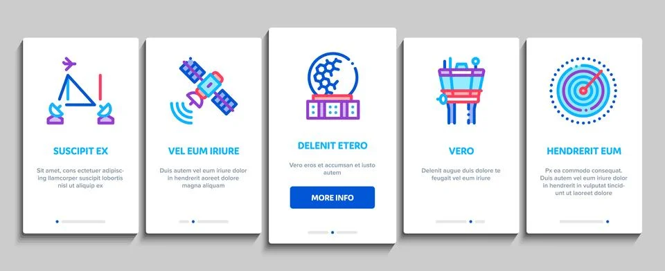 Air Navigation Tool Onboarding Elements Icons Set Vector Ilustración de archivo