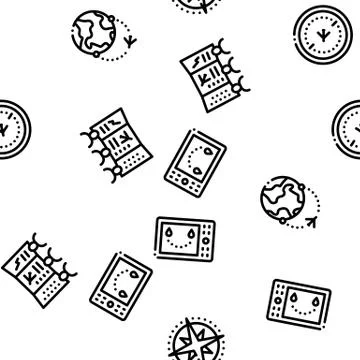 Air Navigation Tool Seamless Pattern Vector Stock Illustration