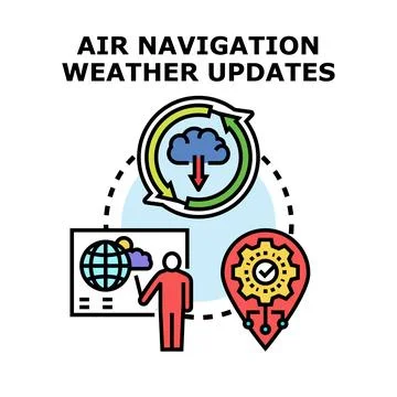 Air navigation weather updates system concept Stock Illustration