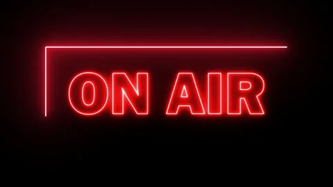 On air neon sign light on brick wall background Stock Footage 246813048
