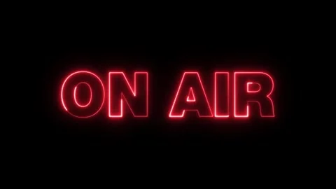 On air neon text glowing with red light over black background motion. Stock Footage 346168146