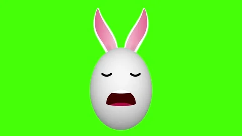 Air out from mouth expression easter bunny egg on green screen Stock Footage 306078729