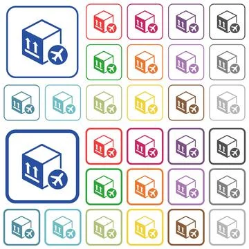 Air package transportation outlined flat color icons Illustrazione stock