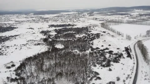 Air Panorama of Winter Forrest Stock Footage 59973869