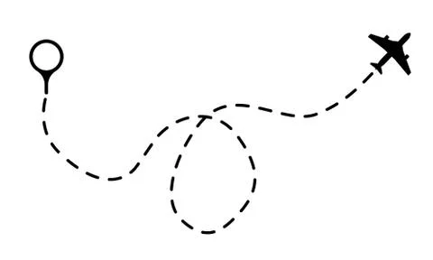 Air path. Dashing line trace with dots, design fly abstract track of aircraft or Illustrazione stock