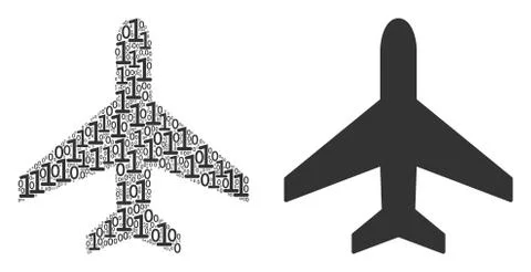 Air Plane Collage of Binary Digits Illustrazione stock