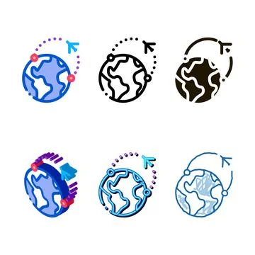 Air plane course icon vector outline variants Illustrazione stock