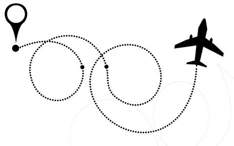 Air plane flight route with start point Stock-Illustration