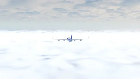 The air plane is flying in cloudy sky. Passenger flight.  Video stock 172357596