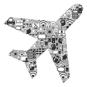 Air Plane Mosaic Icon for BigData and Computing Stock Illustration