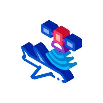 Air plane satellite navigation isometric icon vector illustration Stock Illustration