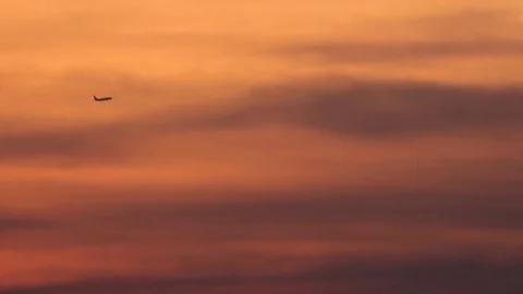 Air plane with sky at sunset Stock Footage 70458971