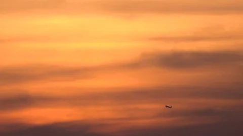 Air plane with sky at sunset Stock Footage 70480712