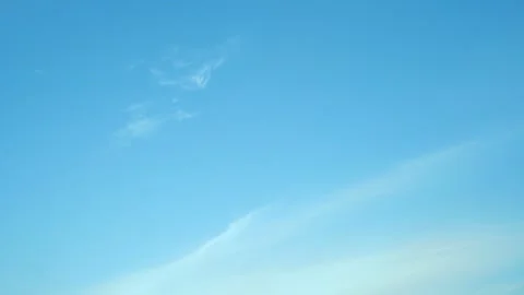 Air Plane Window View, Aerial Drone View Clear Pure Blue Sky and Light Feathery  Stock Footage 254398209