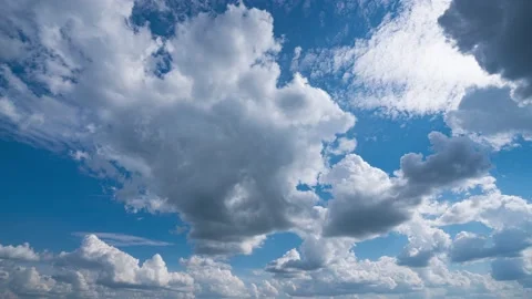 Air plane window view time lapse clouds and blue sunny sky, Loop of white clouds Video stock 196329033