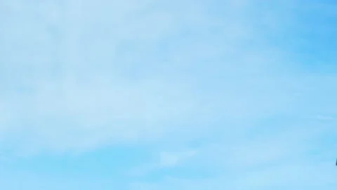 Air Plane Window View Time Lapse Clear Pure Sunny Azure Sky and Cirrus White Clo Stock Footage 229481062