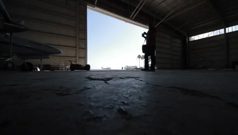 Air Planes Hangar Video stock 4443723