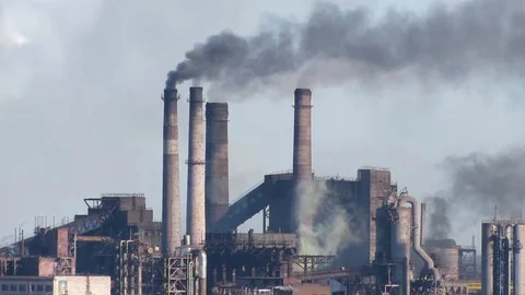 Air pollutants emissions - central composition Stock Footage
