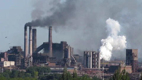 Air pollutants emissions - medium amount Stockbeeldmateriaal 111839633