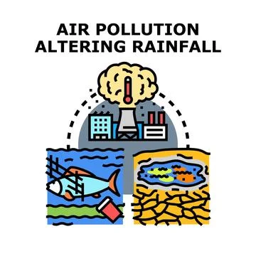 Air pollution altering rainfall and climate change Stock Illustration