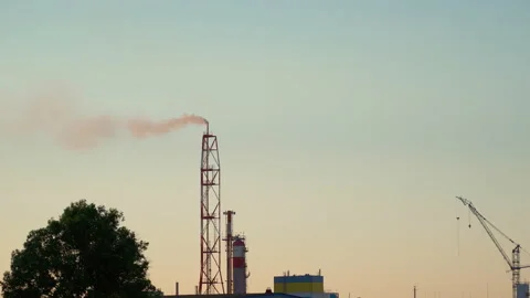 Air pollution and global warming caused by old industrial power plant Stock Footage 155198099