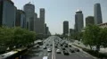 Air Pollution and Huge Traffic in Beijing CBD, China due to a dust storm HD Footage