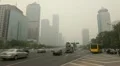 Air Pollution and Huge Traffic in Beijing CBD, China due to a dust storm HD Footage