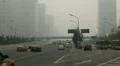 Air Pollution and Huge Traffic in Beijing CBD, China due to a dust storm HD Footage