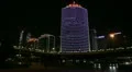 Air Pollution and Huge Traffic in Beijing CBD, China, Neon Lights by night HD Footage