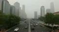Air Pollution and Huge Traffic in Beijing CBD, China due to a dust storm HD Footage