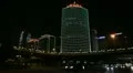 Air Pollution and Huge Traffic in Beijing CBD, China, Neon Lights by night HD Footage