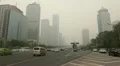 Air Pollution and Huge Traffic in Beijing CBD, China due to a dust storm HD Footage