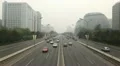 Air Pollution and Huge Traffic in Beijing CBD, China due to a dust storm HD Footage