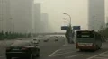 Air Pollution and Huge Traffic in Beijing CBD, China due to a dust storm HD Footage