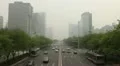 Air Pollution and Huge Traffic in Beijing CBD, China due to a dust storm HD Footage