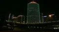 Air Pollution and Huge Traffic in Beijing CBD, China, Neon Lights by night HD Footage