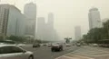 Air Pollution and Huge Traffic in Beijing CBD, China due to a dust storm HD Footage