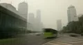 Air Pollution and Huge Traffic in Beijing CBD, China, Dust Storm, time lapse HD Footage
