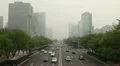 Air Pollution and Huge Traffic in Beijing CBD, China due to a dust storm HD Footage